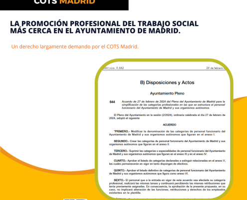 La promoción profesional del Trabajo Social más cerca en el Ayuntamiento de Madrid.