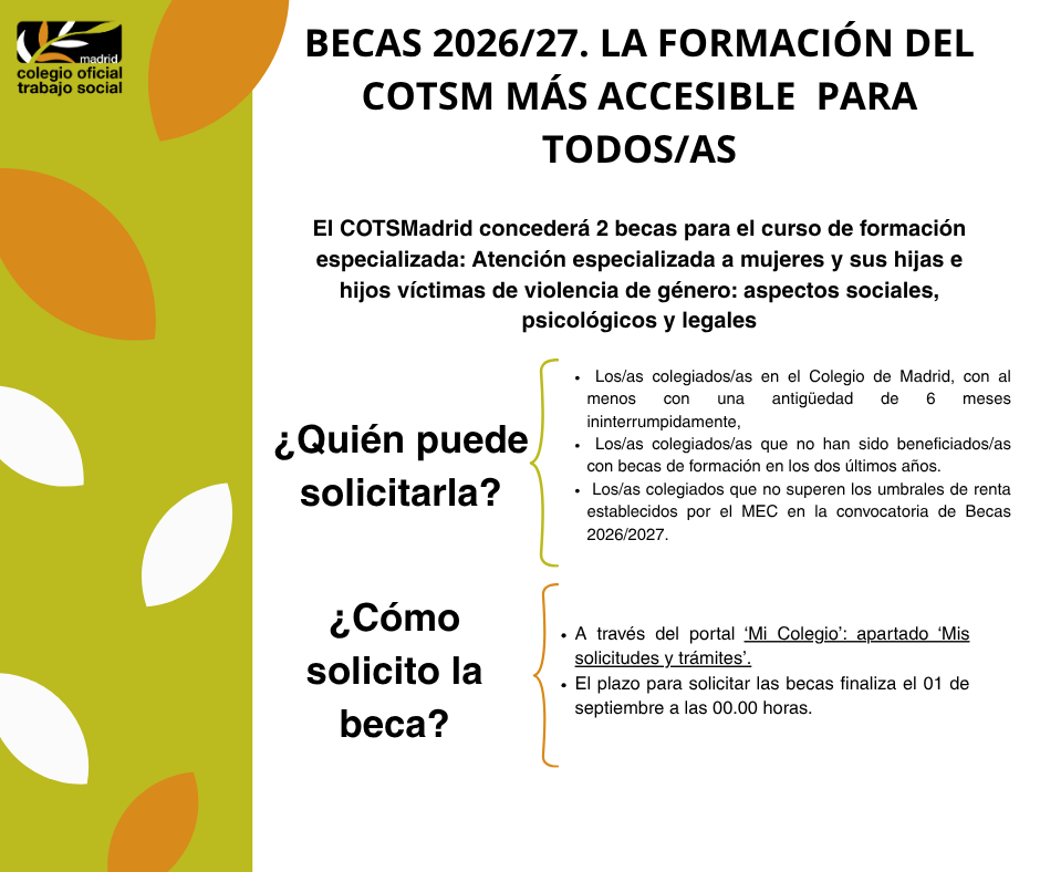 BECAS 2026. LA FORMACIÓN DEL COTSMA MÁS ACCESIBLE PARA TODOSAS